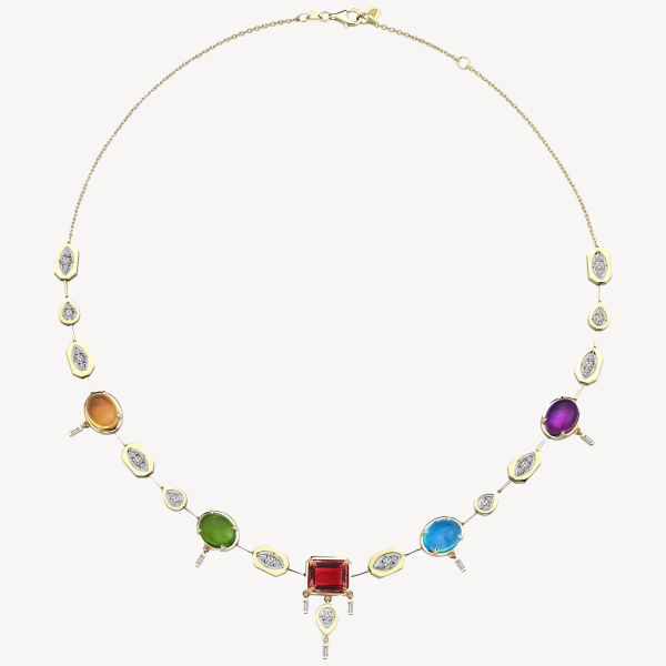 Mansfx Multicolored Stones Necklace
