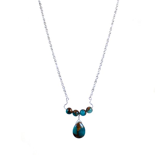 Golden Aqua Quartz Wire Scroll Necklace