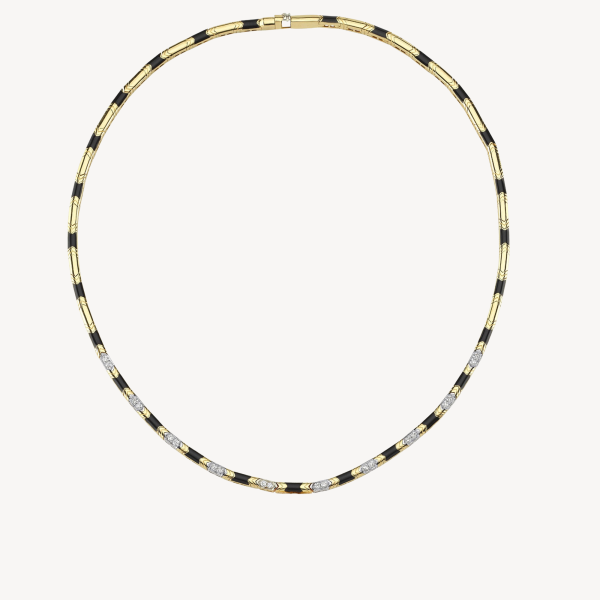 Reflection Black Enamel Diamond Necklace